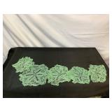Set of 4 Antique Crocheted Doilies in Sea Green