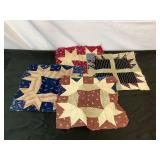 Four Vintage Hand-stitched Quilt Squares