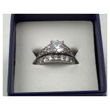 Sterling Silver & Cubic Zirconia Wedding Set, Sz 9