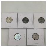 Lot of 5 1943 Steel Pennies
