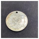 1943 50 Centavos .720 Silver Coin