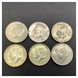 6 Kennedy Half Dollars