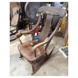 Vintage Wood Rocker, Leg Needs Repair, 21x33x38'H