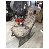 Vintage Wood Rattan Rocker, Needs New Caning,...