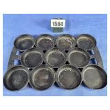 Antique Cast Iron Gem Pan #2, 11 Section,...