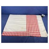Vintage 76x56 Tablecloth White & Red Checked,...