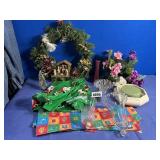 Silk Flowers, Sconce Glass Votives, Christmas...