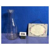 Glass Milk Bottle & The Serenity Poem Plaque