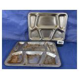 Vintage (2) Heavy Stainless Steel Lunch Trays...