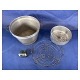 Vintage (3) Pcs Alum Steamer Basket, Stainless...