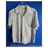 Men's Lt Blue Plaid Cotton Shirt, Med.