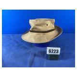 Tan Hat w/Brim, All Cotton, Medium