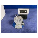 Spun Glass Apple Figurine, Mirrored Base 2.5x2.25'