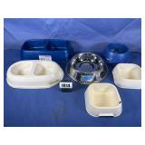 Plastic & Stainless Steel Pet Dishes, Qty: 6