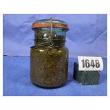 Antique Blue Pint Jar w/Glass Lid, Wire Bail &...