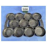 Antique Cast Iron Gem Pan: 11 Section Pan 11x8'