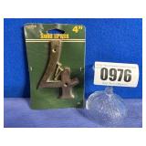 New Hillman Solid Brass House Number, 4', '4'