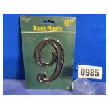 New Hillman Black Plastic 6' House Number, '9'