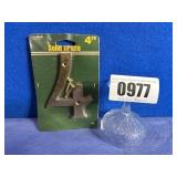 New Hillman Solid Brass House Number, 4', '4'