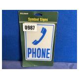 New Hillman Symbol Signs, 'Phone', 5x7'