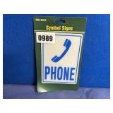 New Hillman Symbol Signs, 'Phone', 5x7'