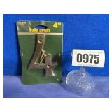 New Hillman Solid Brass House Number, 4', '4'