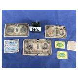 Foreign Paper Money 1 Yen, 20 Yen, & More, (2)...