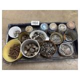 Metal Tray of Nuts, Washers, Bolts