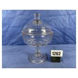 Pedestal Candy Dish w/Lid 6x9.5'H, Clear Glass