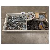 White Wood Tray of Assorted Hardware