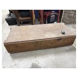 Vintage Wood Storage Chest on Casters, Hinged...