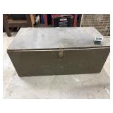 Vintage Military Green Trunk, Wood Handle,...
