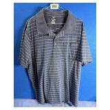 Men's 2XL Blue Stripe Polo Shirt 3 Buttons, Pocket