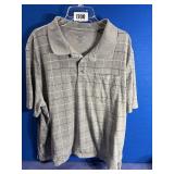 Men's 2XL George Gray Checked Knit Polo Shirt