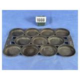 Antique Cast Iron Gem Pan A, 11 Oval Sections....