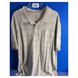 Men's XXL Tan, Blue & White Check Polo Shirt,...