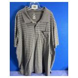 Men's 2XL Gray & Blue Stripe Polo Shirt Short...