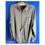 Large Mens, Haggar Dark Grey Plaid Shirt