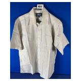 Men's 15 1/2 Tan & Blue Stripe Shirt Button Up...