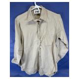 Vintage Long Sleeve Tan Fatigue Shirt Sz 32