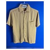 Gold Polyester Short Sleeve Shirt, Button Front...