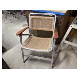 Vintage Wick & Wood Arm Rest Folding Lawn Chair