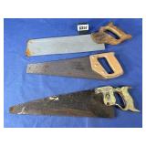 (3) Carpenter Hand Saws, Wood Handled