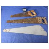(2) Carpenter Hand Saws w/Wood Handles, Blade