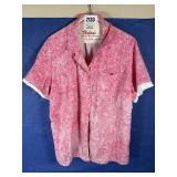 1X Woman's Pink & White Blouse, Short Sleeve,...