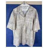 1X Tan & Black Print Short Sleeve Blouse Button...