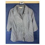 2X CJ Banks Blue & White Stripped Blouse