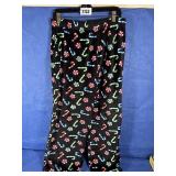 XL Black Xmas Candy PJ Pants w/Pockets, Poly