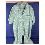 Green & White Fleece Pajama Top & Pants,...