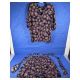 Purple & Gold Print Top & Short Set w/Belt,...